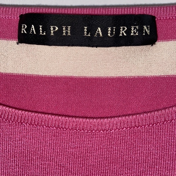 Ralph Lauren Black Label Stretch Knit Top Shirt Blouse Pink White Stripe XS-S - Picture 6 of 8